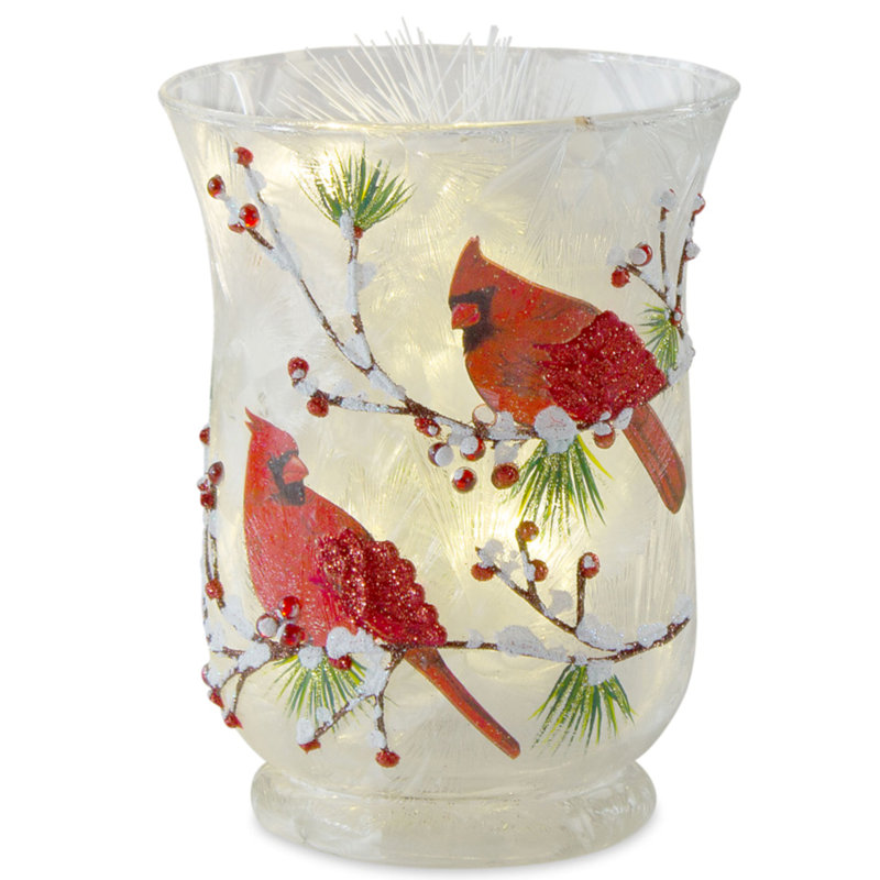 The Holiday Aisle Cardinal Votive W/Lights (Set Of 6) 8"H Glass Wayfair